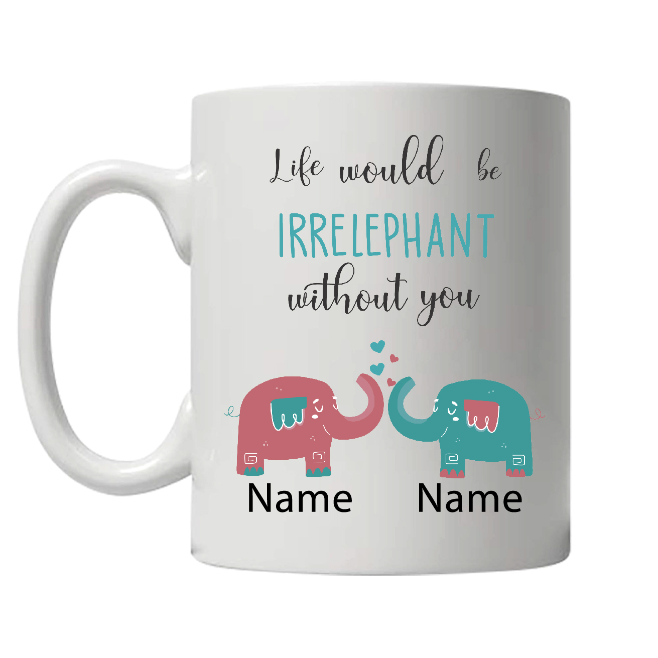 Personalised Live Without You Cute Elephant White Ceramic Couple Coffee/Tea Mug